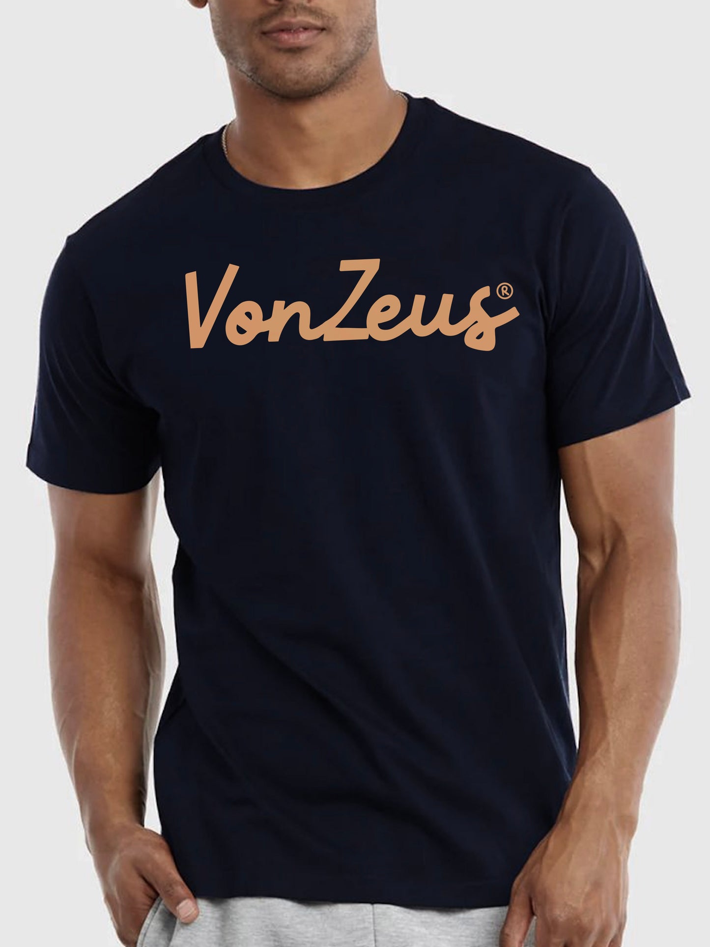 VonZeus Script Tee in Dark Blue