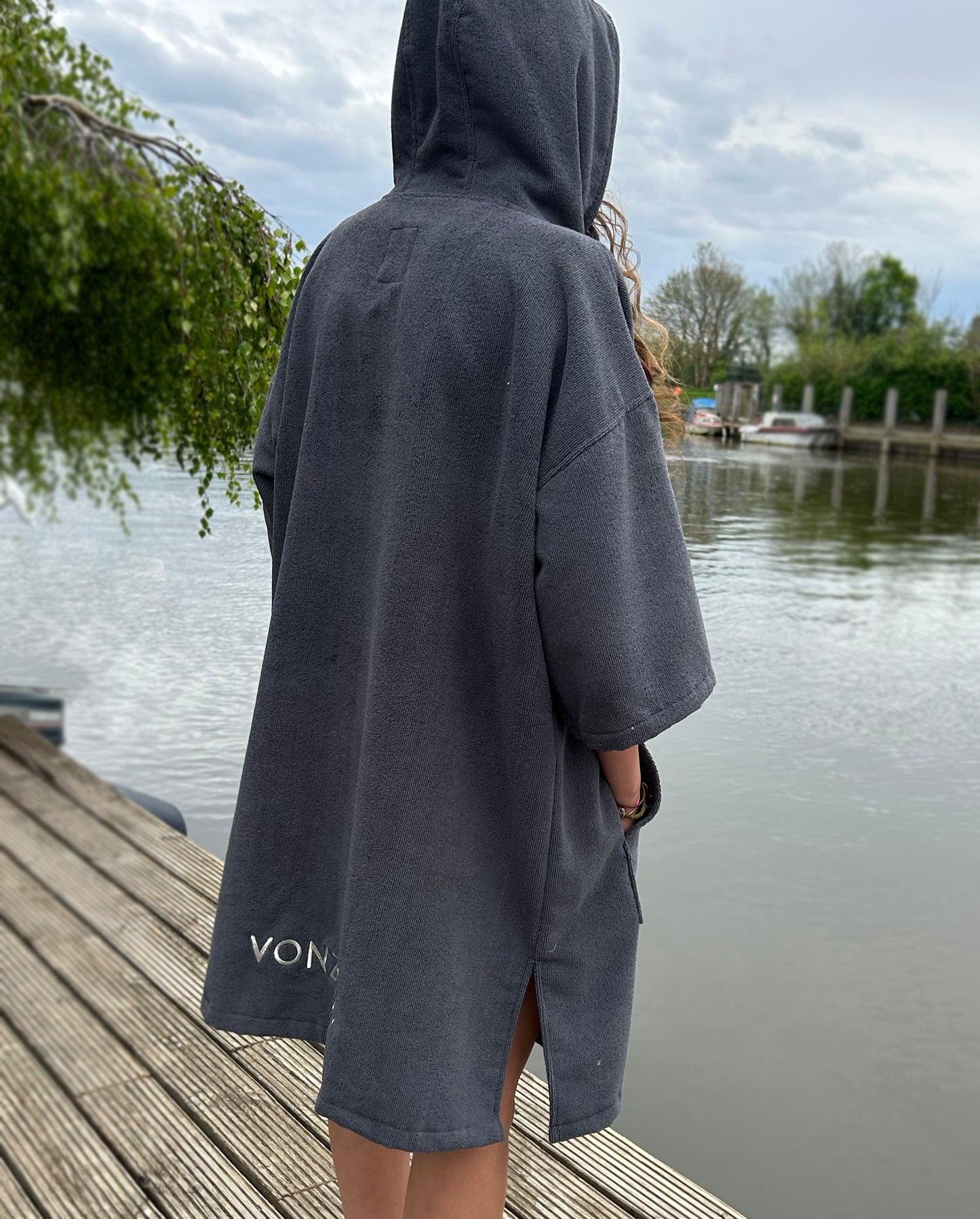 X-ROBE INNER - ASH GREY TOWEL PONCHO