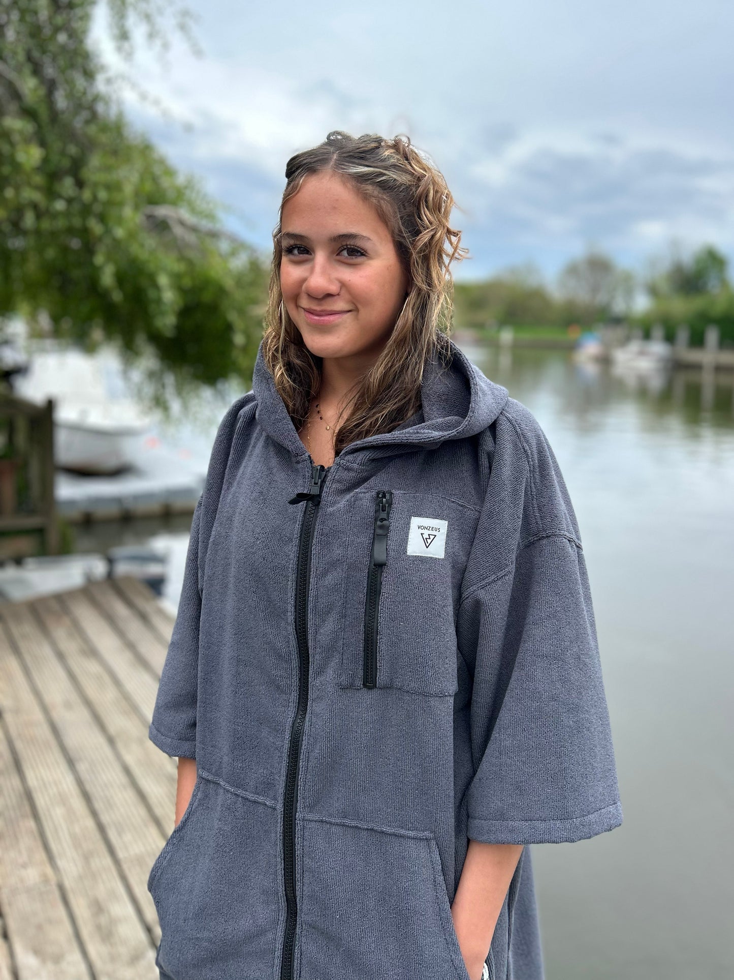 X-ROBE INNER - ASH GREY TOWEL PONCHO