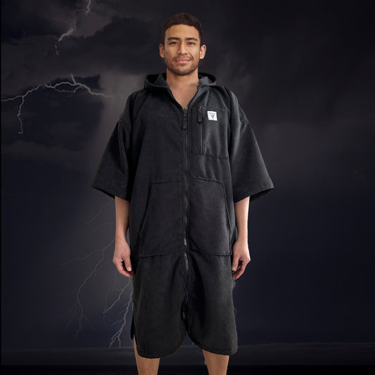 X-ROBE INNER - JET BLACK TOWEL PONCHO