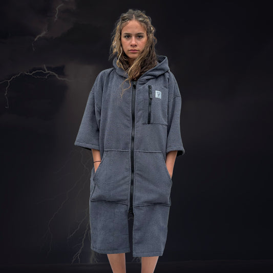 X-ROBE INNER - ASH GREY TOWEL PONCHO